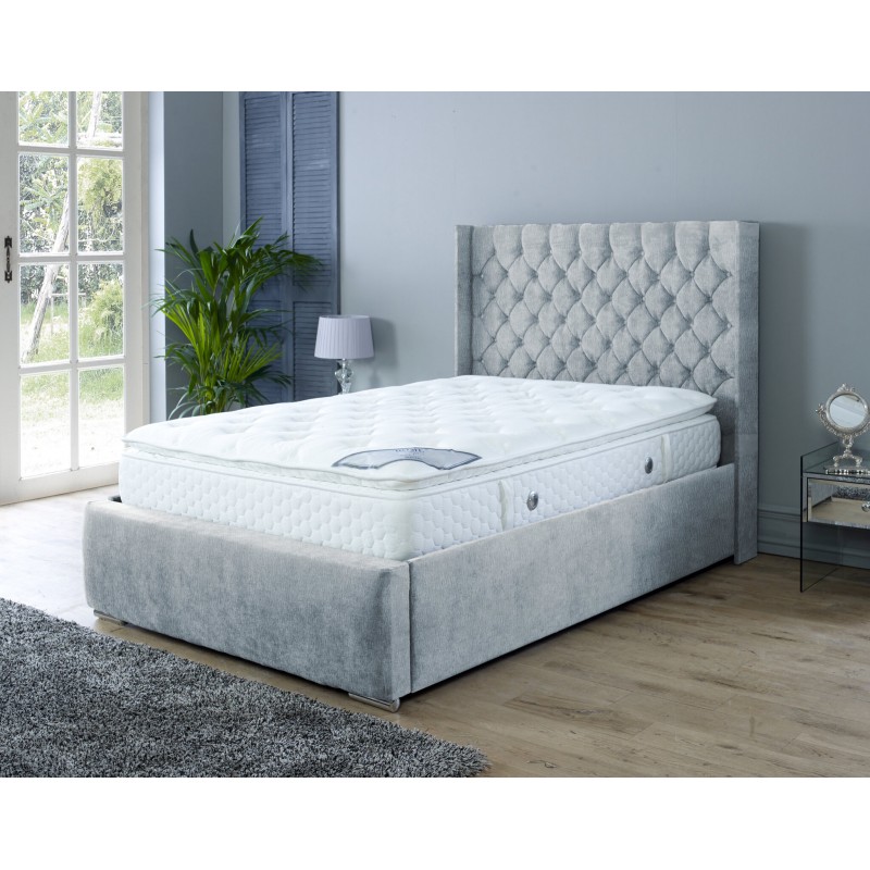 Nylasor Naples Silver All Buttoned 4ft6 Double Bed